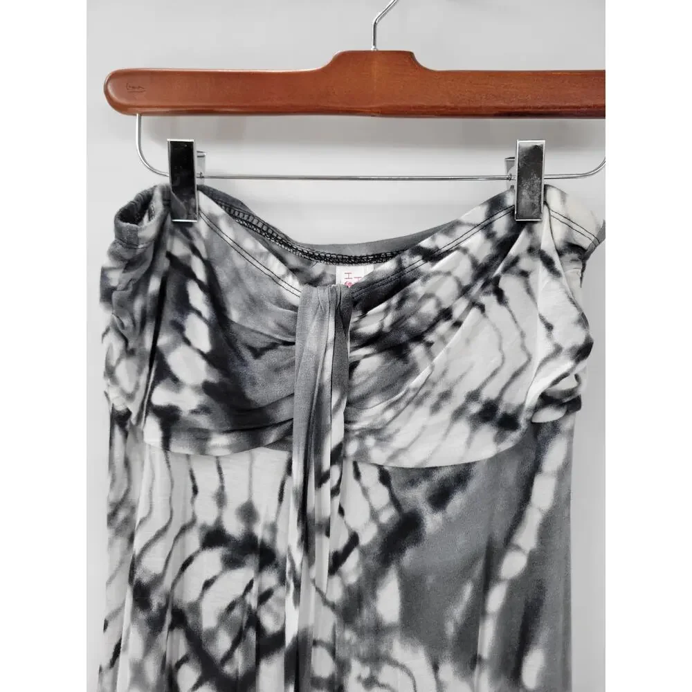 Hula Honey Womens Dress Medium Gray White Tie Dye Strapless Maxi Summer Beach - Picture 6 of 12